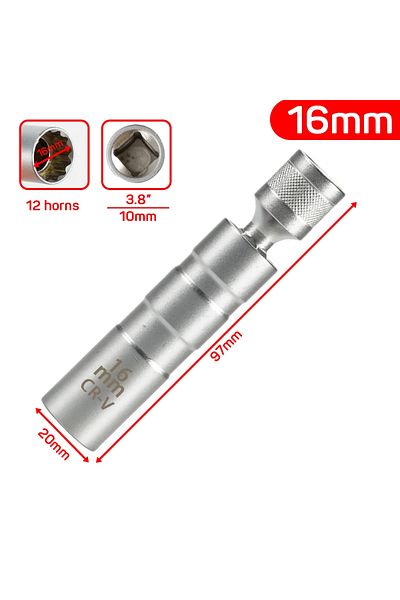 Choice 16MM Spark Plug Socket Wrench Adapter 14mm16mm Set Universal Joint with Magnetic Flexible Socket Thi