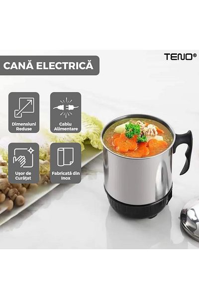 Teno Teno® Electric Kettle, stainless steel, heat-resistant handle, capacity 800 ml, gray