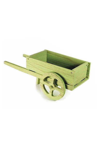 Decorer Wooden Green Decoration Model Wheelbarrow 62x32x24 cm