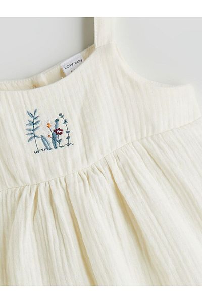 LC Waikiki Lcw Baby Embroidered Baby Girl Romper with Strap