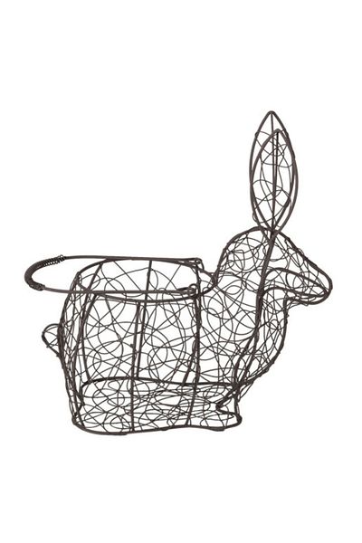Clayre & Eef Metal Basket Black Rabbit Design 26x13x28 cm