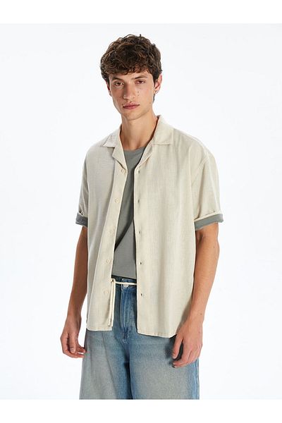 LC Waikiki Ανδρικό πουκάμισο με κοντό μανίκι New Season Comfortable Fit Resort - S5I595Z8
