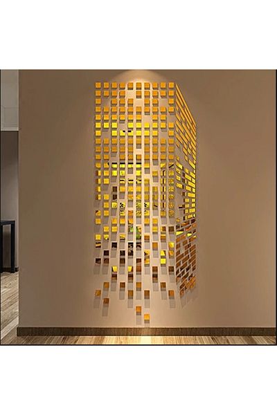 OEM Square Design Mirror Set - Decorative Acrylic Mirrors 4/4 Gold 100 pcs