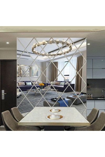 OEM Set of 32 Acrylic PVC Mirrors - Diamond Rhombus Self-adhesive Decorative Sticker for Bathroom