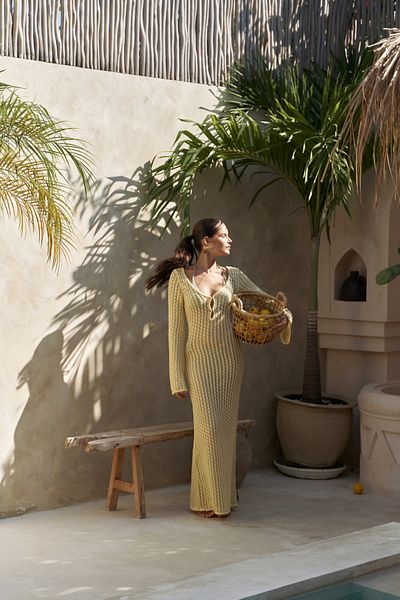 BOHEMAİ Μακρύ φόρεμα Putra V-Neck Yellow Knitwear
