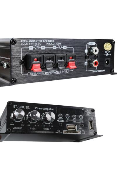 MagicVoice YW-406L 12 Volt 100 Watt Motosiklet Bluetooth Amfi USB/SD 2 Kanal Pazarcı - Anfi (154X80X