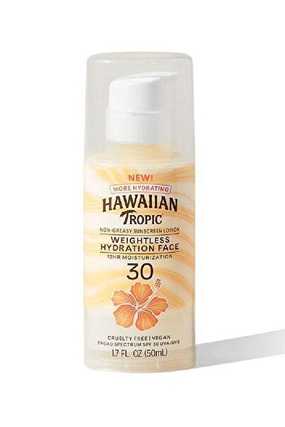 Hawaiian Tropic Weightless Hydration Non-greasy Sunscreen Face Lotion, SPF30, Water Resistant - 50 m