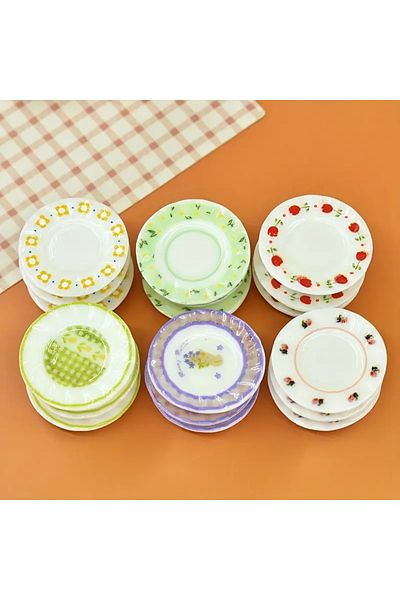 LavinTheMavi Miniature Toy Mini Plate Set - Assorted 5 Pieces