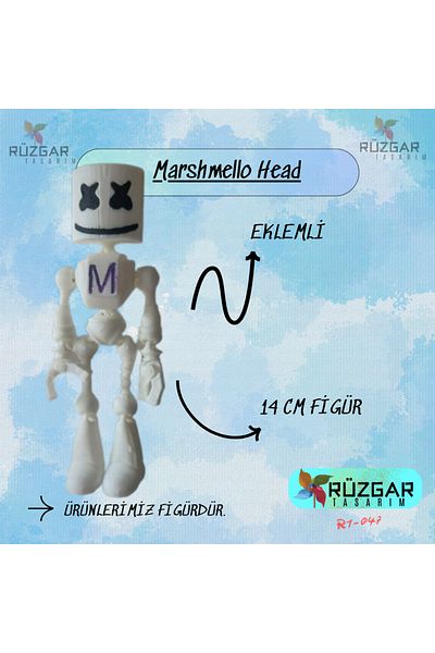 Rüzgar Tasarım Marshmello Head Roblox Articulated Toy 14 cm