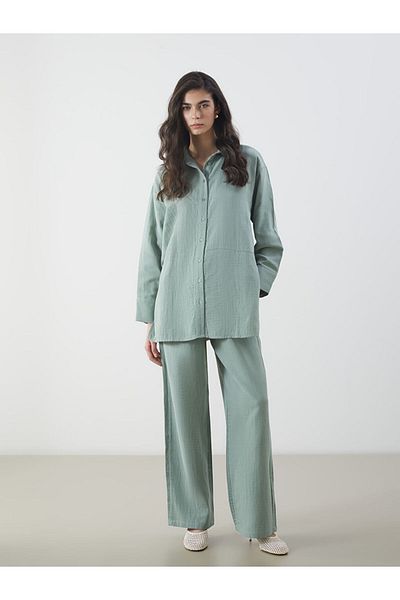 LC Waikiki New Season Elastic Waist Wide Leg Muslin Women's Trousers - S5M279Z8