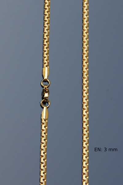 Rua Jewelry Çelik Elegant Ezme Zincir Kolye 3 Mm Altın Renk | Kararmaz , Unisex , 2 Yıl Garantili