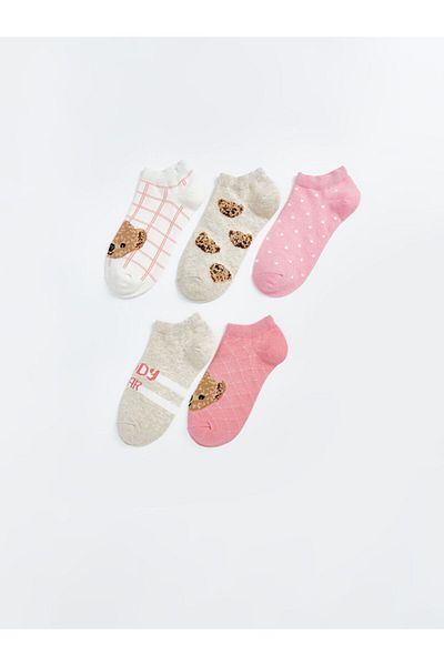 LC Waikiki New Season Bear Teddy Patterned Girls' Booties Socks 5-Piece - S58770Z4