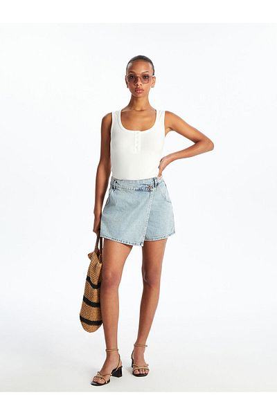 LC Waikiki Νέα σεζόν Standard Fit Γυναικεία Jean Σορτς Φούστα - S53991Z8