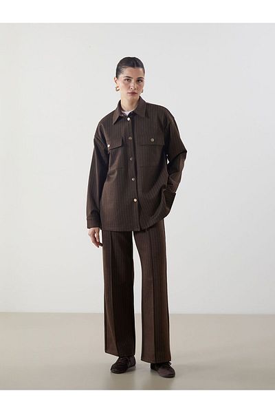 LC Waikiki Lcw Modest Striped Oversize Women's Shirt Jacket
