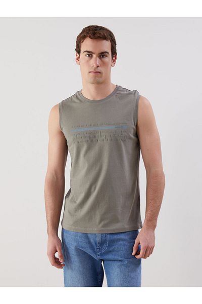 LC Waikiki New Season Crew Neck εμπριμέ χτενισμένο βαμβακερό ανδρικό αμάνικο Tisort - S5GJ61Z8