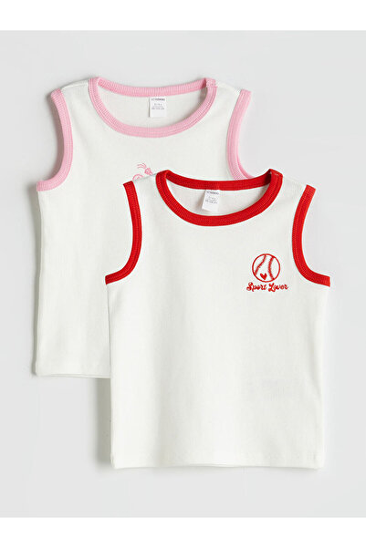 LC Waikiki Lcw Crew Neck Embroidered Girls' Singlet 2-Piece Fashion