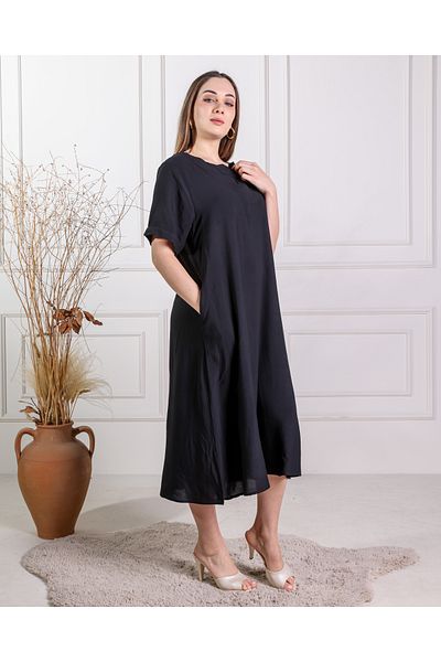Vespo Women's Summer 100% Viscose Collar Dress