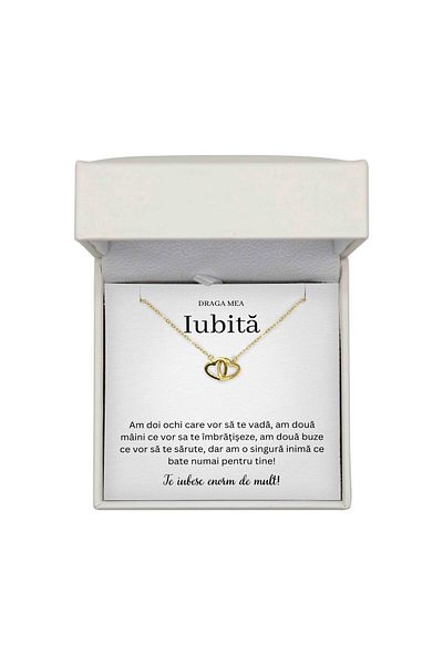 The Jewel Heart Bijuterie Romantică Pentru Iubită – Colier Argint 925 Placat cu Aur, Cu Mesaj și Cutie Cu LED