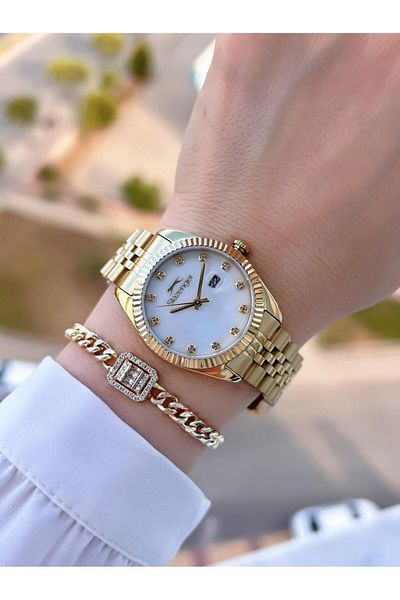 Slazenger Steel Cord 5 Atm Water Resistant 2 Years Warranty Women Wrist Watch+Bracelet Bsl.09.2240.08