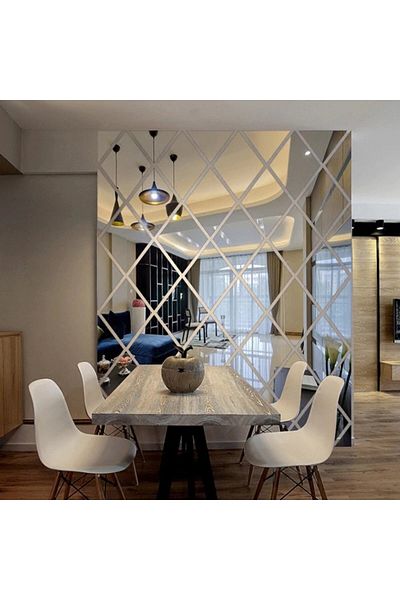 OEM Set de 32 de oglinzi acrilice cu romburi, autocolant decorativ autoadeziv pentru baie, 50x100cm