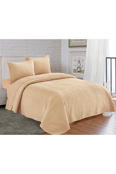 CHIRASO CHIRASO 3-Piece Duvet Cover Set, 230x250 cm, Satin Cotton, Embossed Pattern, UNI, cream brown