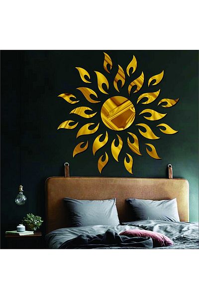 OEM Set de oglinzi 3D GOLD SUN MyStyle Design - Oglinzi decorative acrilice de lux pentru casă, 27 buc/set