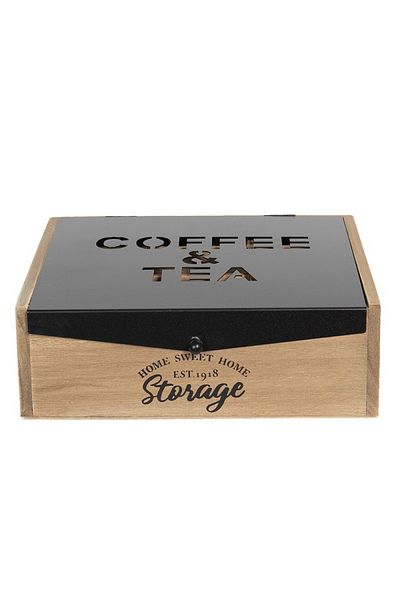 Clayre & Eef Wood tea box 6 compartments 24x25x8 cm