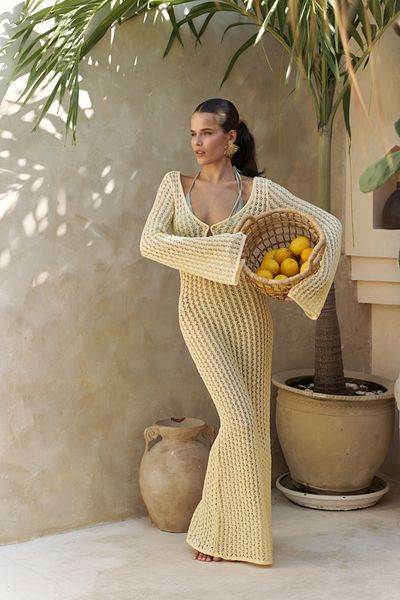 BOHEMAİ Μακρύ φόρεμα Putra V-Neck Yellow Knitwear