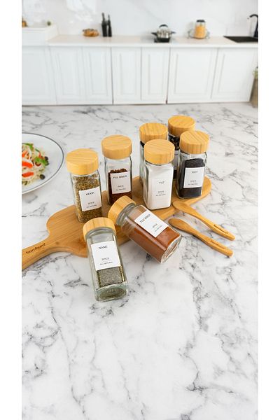 Bambum Set of 12 Spice Rack with Ping Bamboo Lid