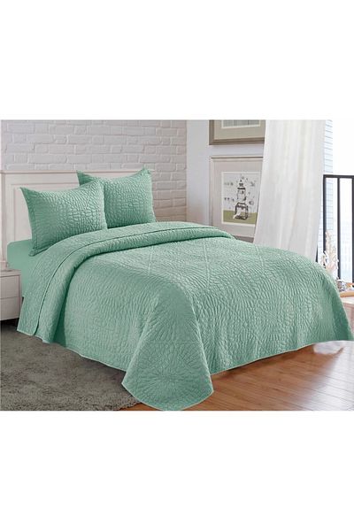 CHIRASO CHIRASO 3-Piece Duvet Cover Set, 230x250 cm, Satin Cotton, Embossed Pattern, UNI, light green