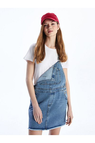 LC Waikiki Rochie Jean Salopet pentru femei cu guler pătrat de sezon nou - S5LS26Z8