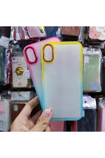 Generic Clear Soft Case Compatible with iPhone X with Gradient Color Contrast Edge Style