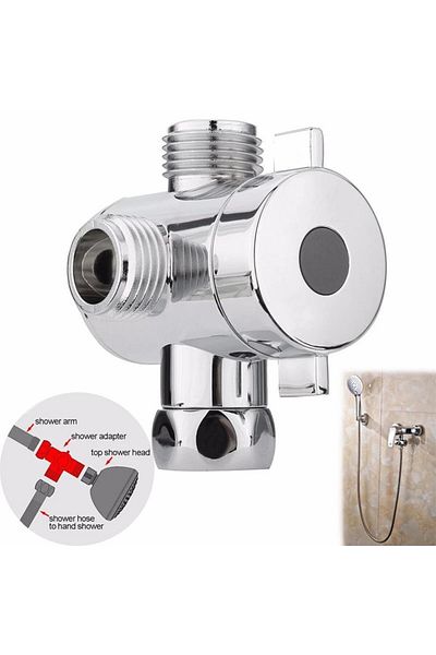 OEM 3-way shower T-adapter, Stainless steel, Silver