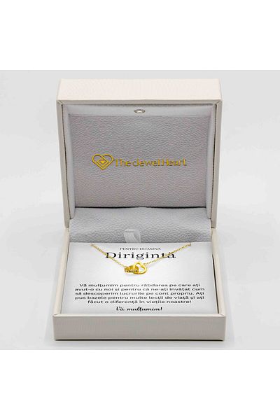 The Jewel Heart 925 Silver Gift Necklace With Thank You Message For Conductor, Premium LED Box, 14K Gold Plated