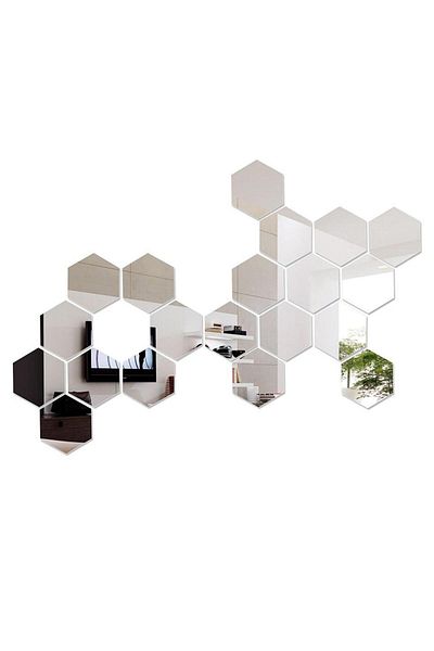OEM Hexagon Design Mirror Set - Decorative Acrylic Crystal Mirrors - Diamond Luxury Home - Diagonal