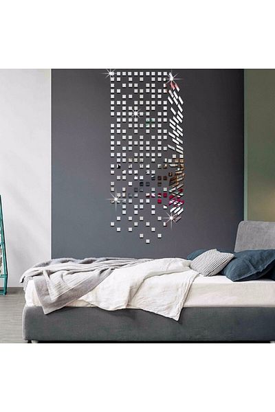 OEM Set oglinzi pătrate cu design - oglinzi decorative acrilice 4/4 argintii 100 buc