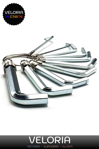 Veloria Premium Series Repair Master Apprentice Distorted Screw Short Flat Corner 10-Piece Steel Allen Key Set