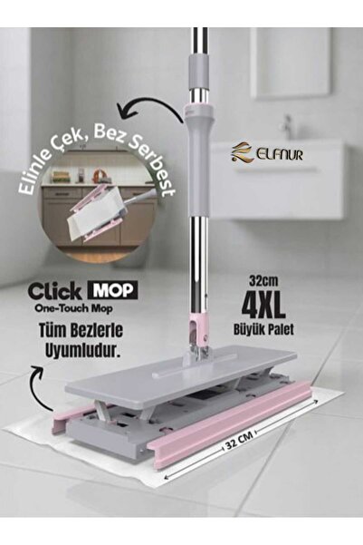 elfnur Yedek Bezli ) 32 Cm Büyük Boy Tüm Bezlere Uyumlu Click Mop Kendinden S...