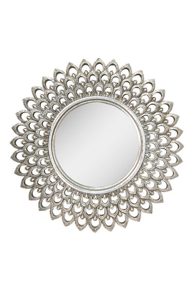 Clayre & Eef Silver polyresin wall mirror 27x1 cm