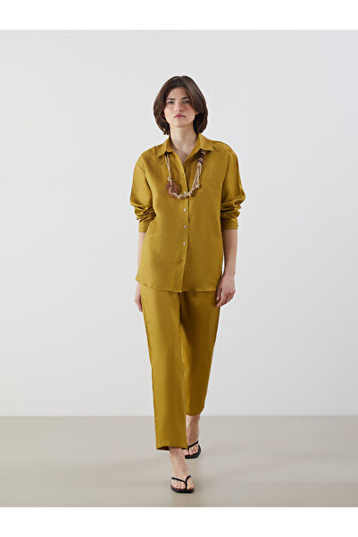 LC Waikiki Pantaloni de damă din in cu talie elastică tăiată morcov de sezon ...