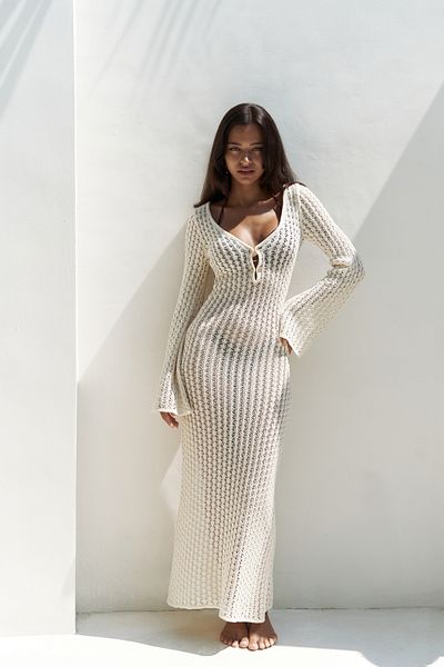 BOHEMAİ Μακρύ φόρεμα Putra V-Neck Beige Knitwear