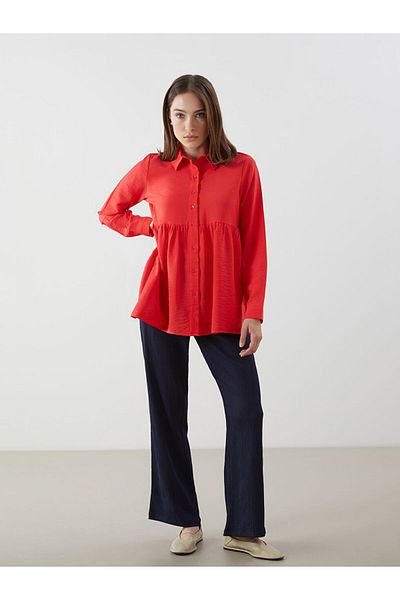 LC Waikiki Brown Textured Women's Trousers with Elastic Waist