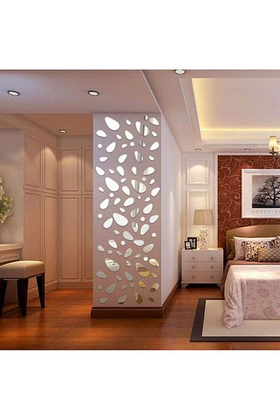 OEM Set de oglinzi 3D cu design de piatră cubică argintie MyStyle - Oglinzi decorative acrilice de lux pentru casă, set de 12 bucăți