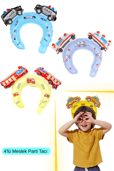 Parti Panya Coroană de ziua de naștere cu 4 profesii [poliție, ambulanță, aut...