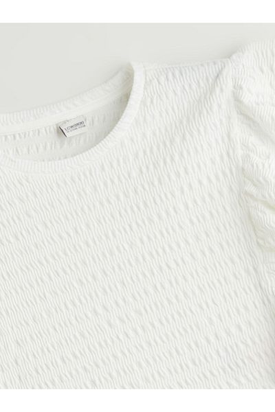 LC Waikiki Ecru Crew Neck Girl's T-Shirt