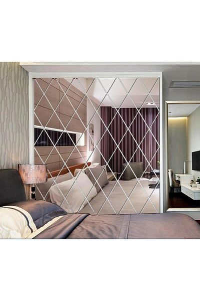 OEM Set de 32 de oglinzi acrilice cu romburi, autocolant decorativ autoadeziv pentru baie, 50x100cm