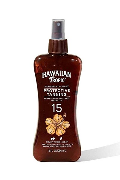Hawaiian Tropic بخاخ زيتي واقي من الشمس للتسمير، بعامل حماية من الشمس 15، مقا...