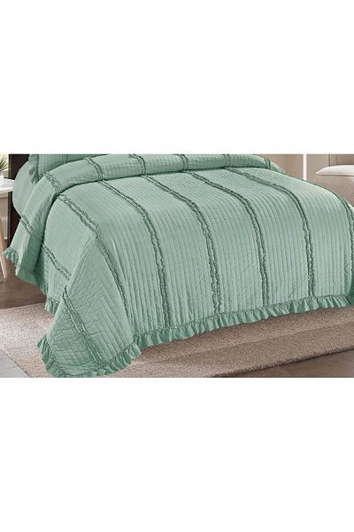 CHIRASO CHIRASO 3-Piece Duvet Cover Set, 230x250 cm, Satin Cotton, Flounce Pattern, UNI, dusty green