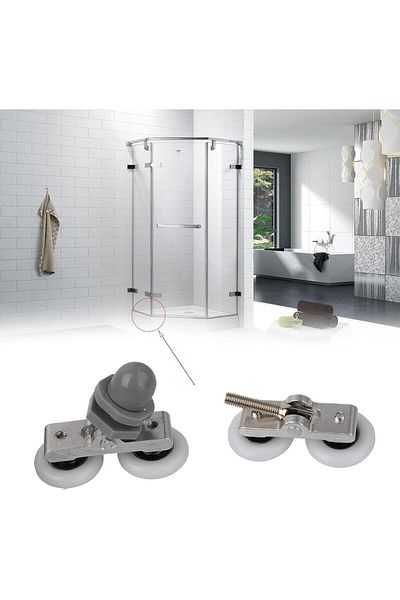 OEM Set of 4 shower door rollers, Aluminum/ABS, 23 mm, Gray/White