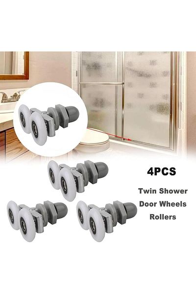 OEM Set of 4 shower door sliding rollers, 23 mm, Grey/White